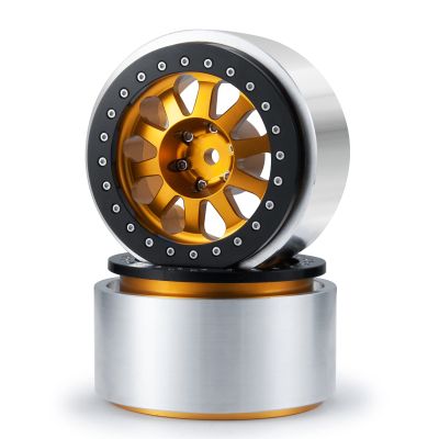 RC-Hub 2pcs Aluminum Alloy 2.9" Beadlock Wheels Rim for 1/6 Axial SCX6 AXI05000 RC Crawler Car (Gold+Black)