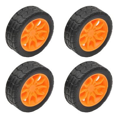 Heyiarbeit 30mm Rubber RC Car Wheel Tires DIY Model Robots 4pcs, Yellow and Black