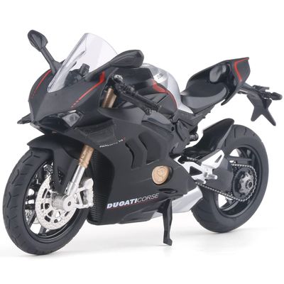 COOLPUR Die Cast Motorcycle Model for Ducati V4, Realistic Motorcycle Model, 1:12 Scale Kids Moto Toy or Collection, Boyfriend,Young Peoples Gift(Black)