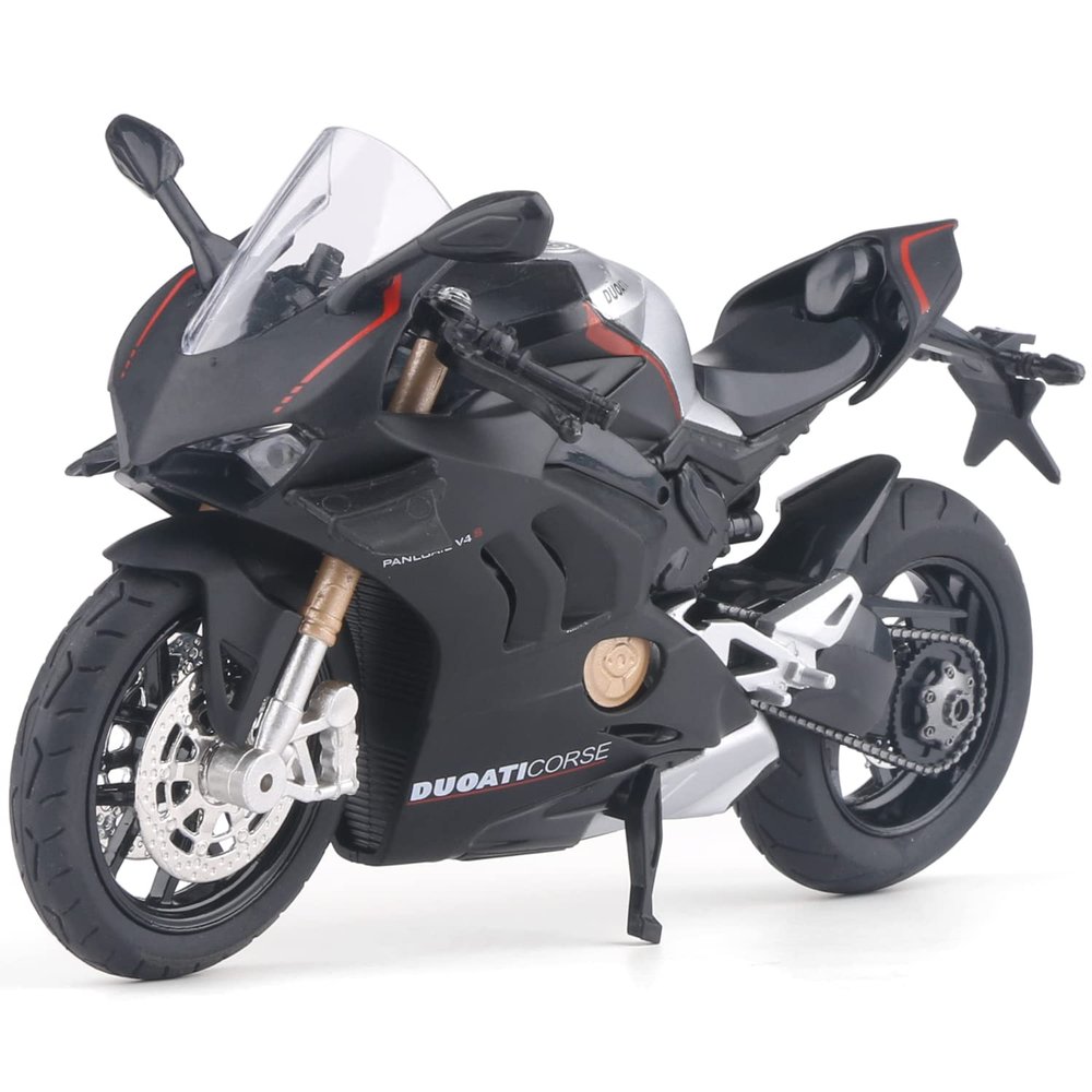 COOLPUR Die Cast Motorcycle Model for Ducati V4, Realistic Motorcycle Model, 1:12 Scale Kids Moto Toy or Collection, Boyfriend,Young Peoples Gift(Black)