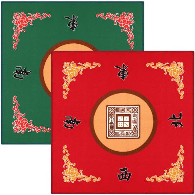 2 Pcs Mahjong Mat Mahjong Table Cover Non-Slip Noise Reduction Gaming Mat for Poker Board Tile Games Dominoes Party Festival Reunion 30.7 x 30.7 Inches(Green, Red)
