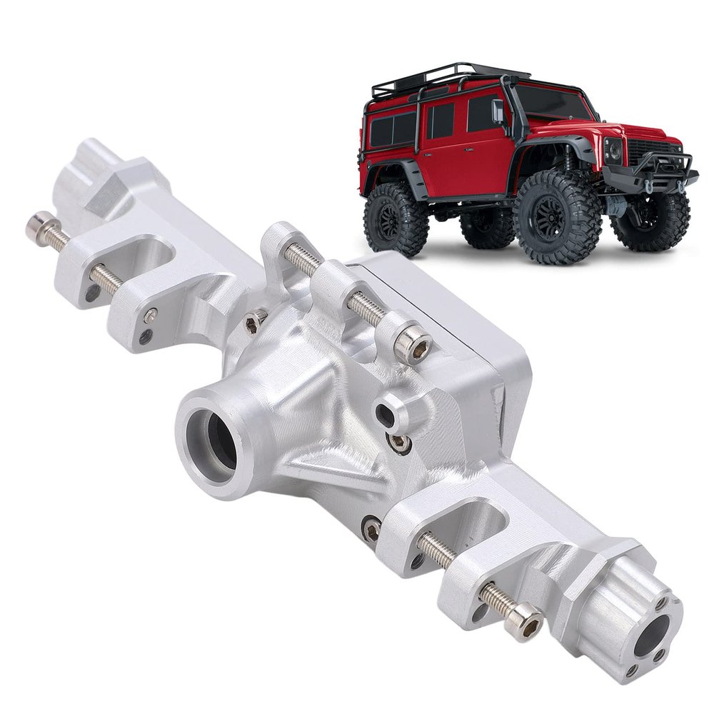 Dilwe RC Rear Axle Housing RC Car Parts, Aluminium Alloy 128 mm x 48 mm Rear Portal Axle Housing for 1/10 RC Car RC Accessories(Silver)