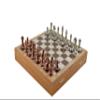Antique Copper Classic Metal Chess Set for Adults,Handmade Pieces and Different Design Wooden Chess Board with Storage (Rustic) view 2