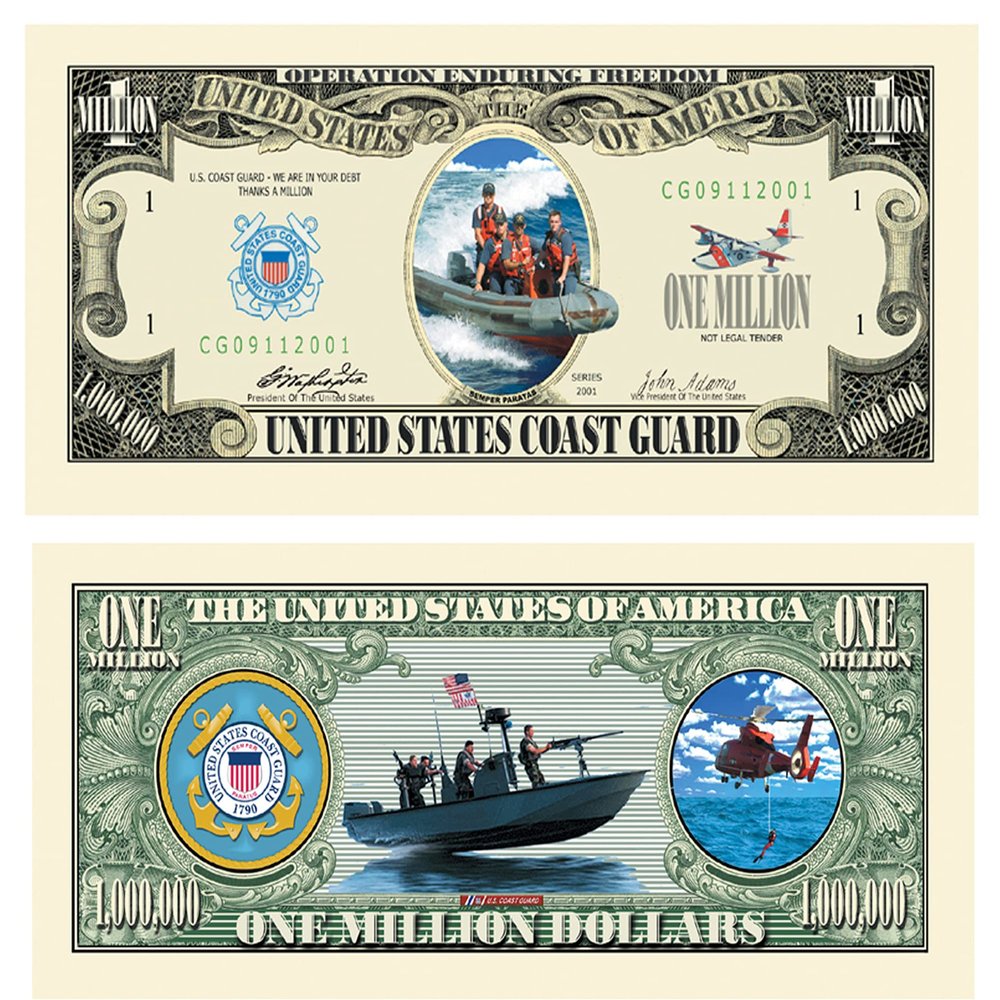 American Art Classics Wholesale Pack of 500 - US Coast Guard Million Dollar Bill - Great Gift for Members of The United States Coast Guard