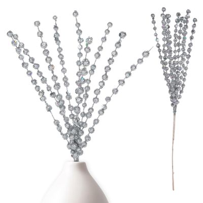Hobby Lobby Christmas Silver Glitter & Sequin Ball Accent Pick for Holiday Tree Decor