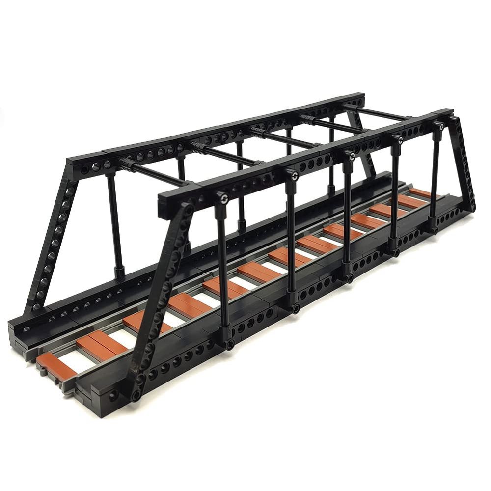 Classic Train Building Bridge City Passenger Express Train Tracks Toys Accessories Railroad Construction Building Block Compatible with Major Brand (Black Bridge)