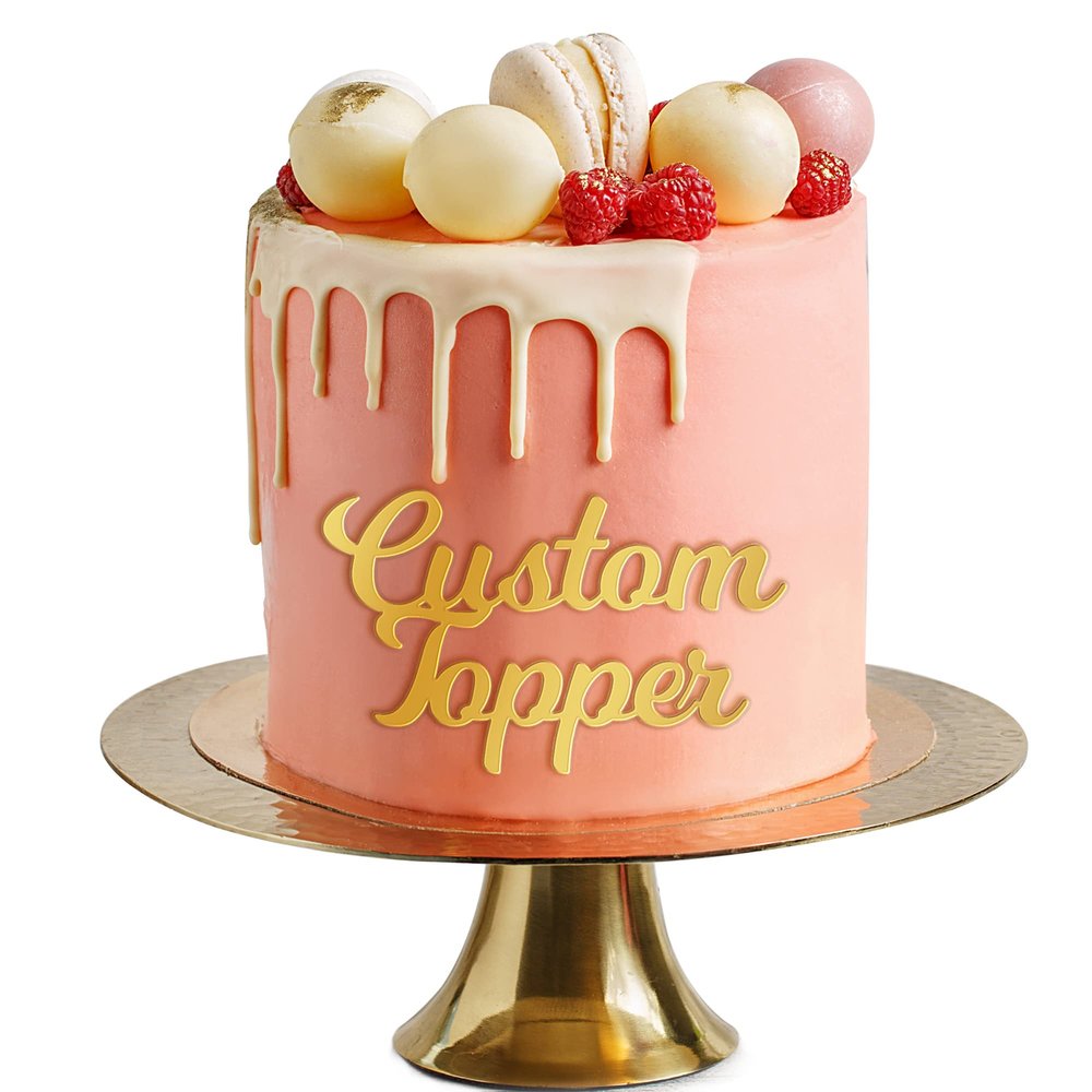 Personalized Cake Topper for Birthday Wedding with Any Text Numbers Mirror Acrylic Cake Toppers Cake Decoration for Birthday Anniversary Baby Shower Graduation (Gold)