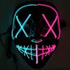 Halloween Purge Mask 2-colors LED Light Up Party Masks Festival Masquerade Carnival Mask (blue&pink) 21*17*10cm view 1