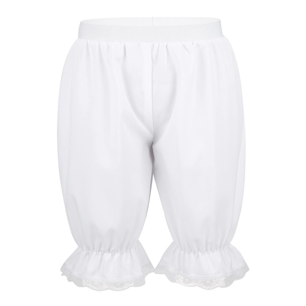 Agoky Kids Girls Classic Pantaloon Pettipants Victorian Pantaloons Halloween Carnival Party Costume Loose Lace Trim Bloomers White 13-14