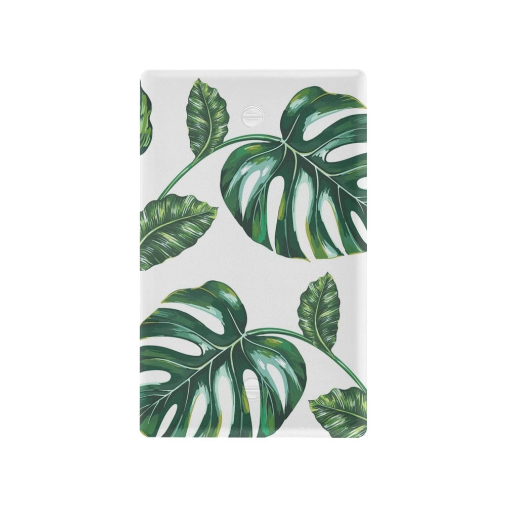 YYZZH Green Tropical Monstera Tree Leaves Jungle Palm Leaf Floral Pattern Unused Outlet Cover Switch Plate 2.9" X 4.6" Light Outlet Wall Plate Decoration Wallplate Cover
