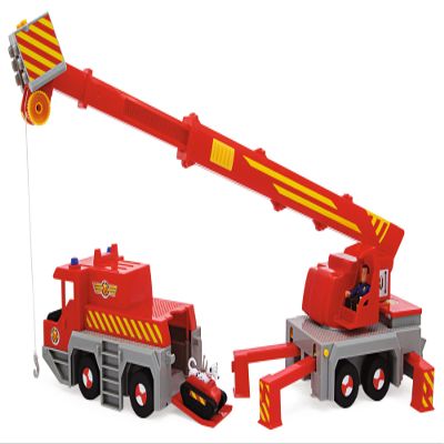 Simba 109252517 Fireman Sam Toy Crane (50 cm) 2-in-1 Rescue Vehicle (Car & Crane) for Children from 3 Years with Winch, Figure, Light & Sound (Including Batteries)