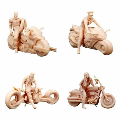 ZEDACA (4 Pcs) 1:64 Cavalry Locomotive Men Women Miniature Sand Table Villain Scene White Model Need to Be Colored by Yourself(Height About 2.8cm)