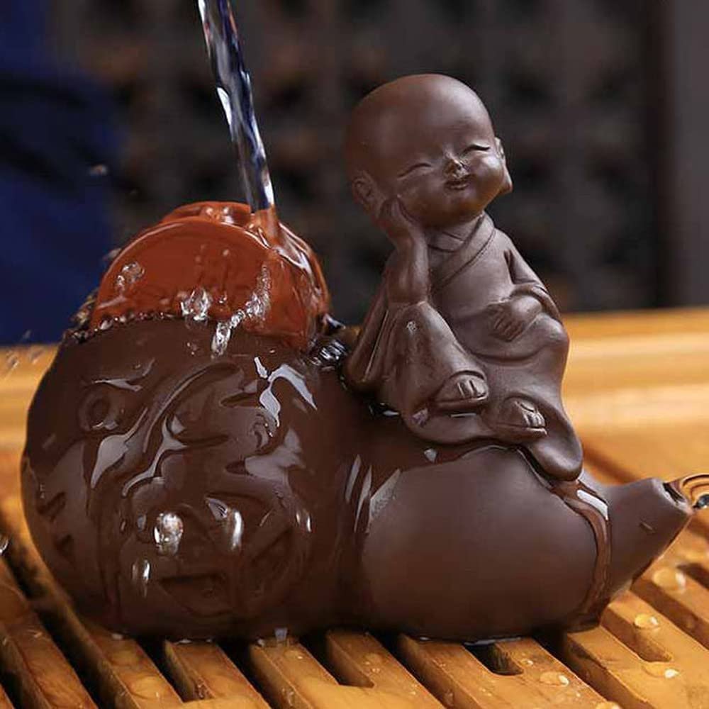XIALON 11.5cm Monk Gourd Water Spray Tea Pet Ornaments Purple Sand Tea Set Accessories Tea Play