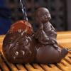 XIALON 11.5cm Monk Gourd Water Spray Tea Pet Ornaments Purple Sand Tea Set Accessories Tea Play view 1