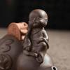 XIALON 11.5cm Monk Gourd Water Spray Tea Pet Ornaments Purple Sand Tea Set Accessories Tea Play view 2