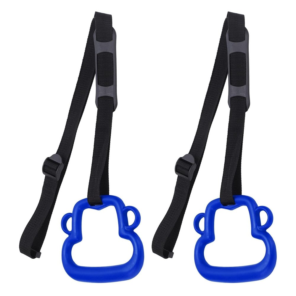 Kids Plastic Gymnastic Rings, 331lb Capacity Plastic Adjustable Straps Gymnastic Rings Pull Up Rings Buckle Straps Pull Up Exercise Rings Non-Slip Rings Olympic Rings Workout Strength Training(Blue)