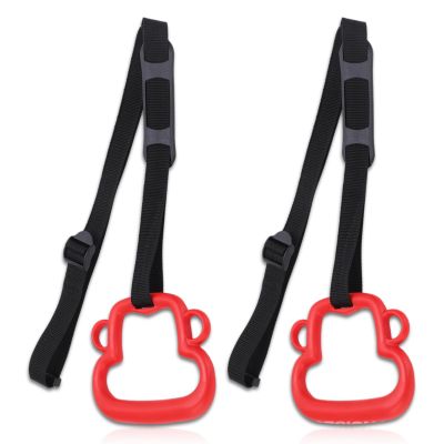 Kids Plastic Gymnastic Rings, 331lb Capacity Plastic Adjustable Straps Gymnastic Rings Pull Up Rings Buckle Straps Pull Up Exercise Rings Non-Slip Rings Olympic Rings Workout Strength Training(Red)