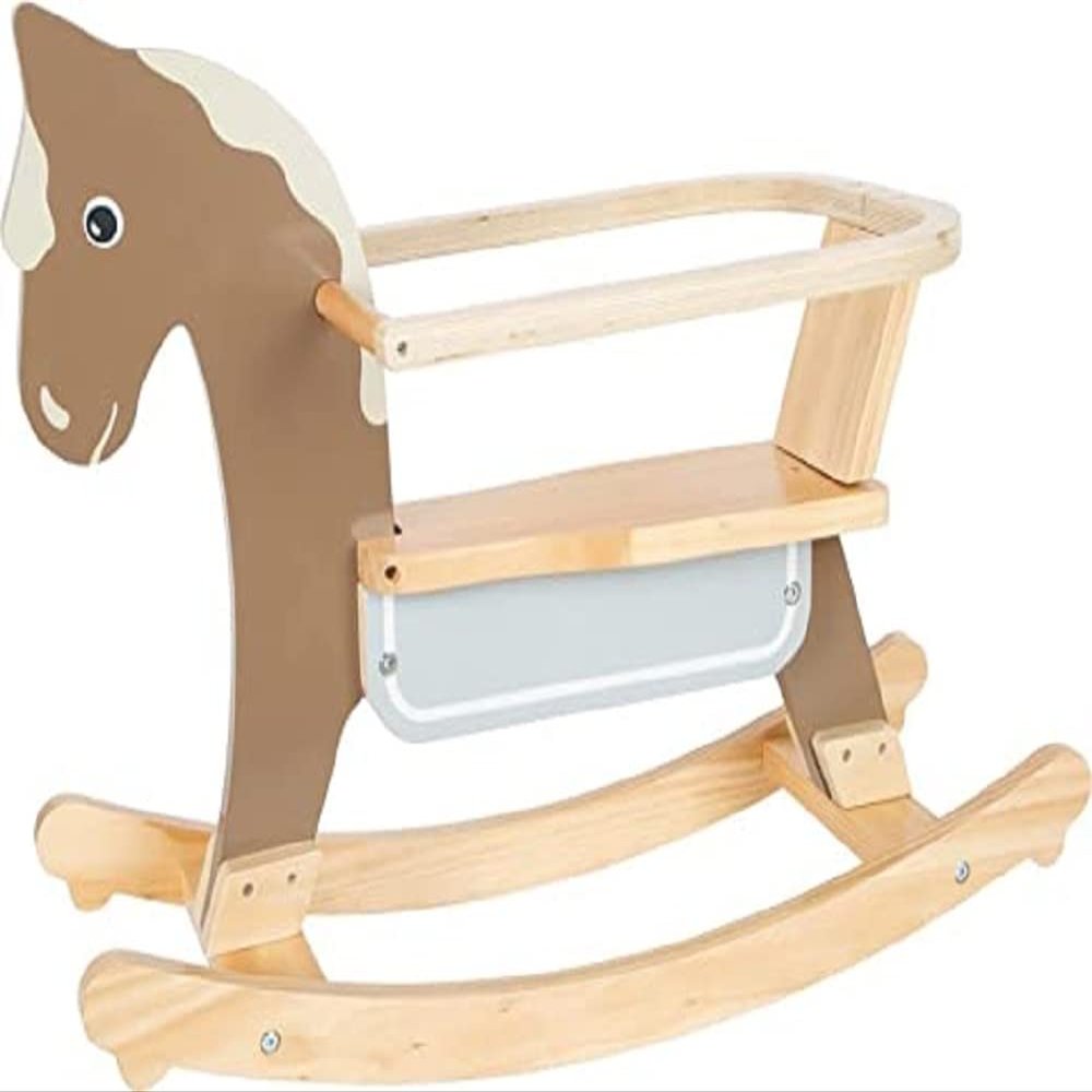 Small Foot Rocking Horse with Seat Ring, Handles and Backrest Included, Natural Colours, Item 12291 Toy, Multi-Colour