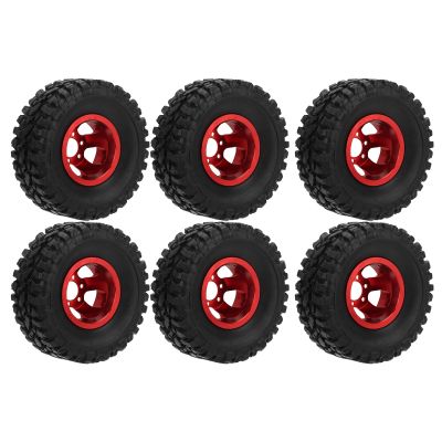 Dilwe RC Car Tires and Wheels, Aluminum Alloy + Rubber RC Car Tires and Wheels for WPL C14 C24 C34 C44 B14 B24 B16 B36 RC Truck(red)