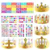 Axeyil 38 Pcs Paper Crowns for Kids Boys Girls Adults Princess Prince King, Classroom Crown, Birthday Party Hats with Gold Gem Jewels Number Letter Stickers, DIY Decorate Decor Favor Supplies view 1