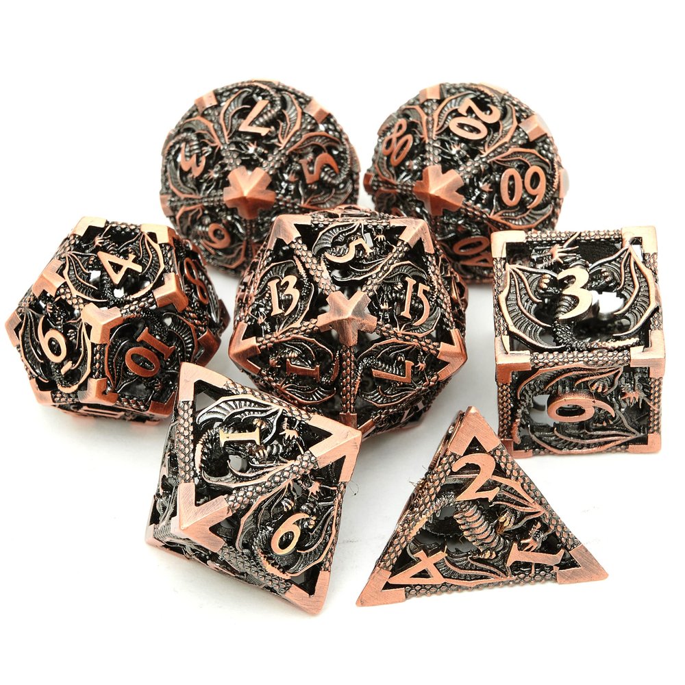DND Dice Set Metal Dice Dungeons and Dragons Dice Gift Polyhedral Dice Set Role Playing Dice D20 Hollow Polyhedral Dice Set for Dungeons and Dragons RPG MTG Table Games