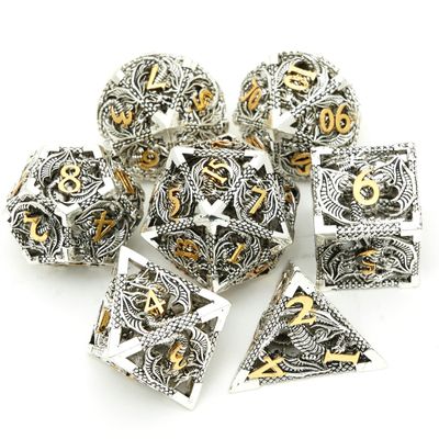 DND Dice Set Metal Dice Dungeons and Dragons Dice Gift Polyhedral Dice Set Role Playing Dice D20 Hollow Polyhedral Dice Set for Dungeons and Dragons RPG MTG Table Games