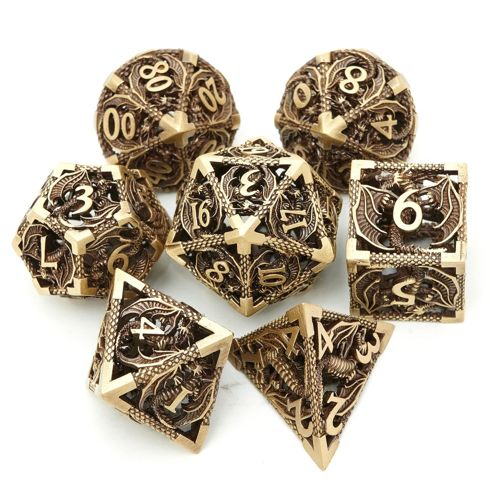 DND Dice Set Metal Dice Dungeons and Dragons Dice Gift Polyhedral Dice Set Role Playing Dice D20 Hollow Polyhedral dice Set for Dungeons and Dragons RPG MTG Table Games