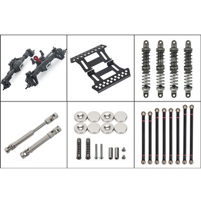 Greendhat SCX10 Metal Chassis Frame kit 313mm Wheelbase with Prefixal Planetary Gearbox Portal Axle for 1/10 RC Crawler Off Road Truck ( Color : 6pcs Set )