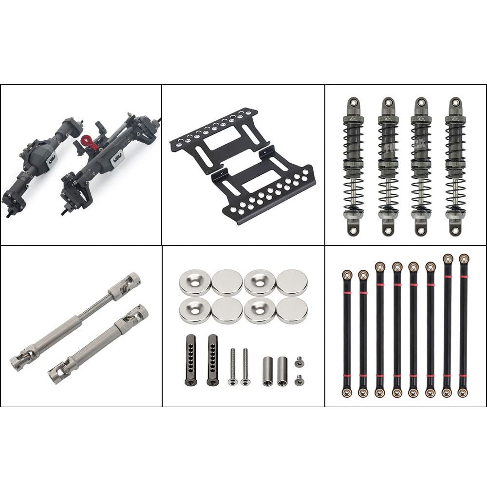 Greendhat SCX10 Metal Chassis Frame kit 313mm Wheelbase with Prefixal Planetary Gearbox Portal Axle for 1/10 RC Crawler Off Road Truck ( Color : 6pcs Set )