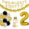 Sursurprise Two Legit To Quit Party Decorations, Two Legit To Quit Banner Cake Topper Gold Chain Balloon for Boys Hip Hop 2nd Birthday Party Supplies view 1