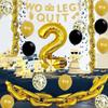 Sursurprise Two Legit To Quit Party Decorations, Two Legit To Quit Banner Cake Topper Gold Chain Balloon for Boys Hip Hop 2nd Birthday Party Supplies view 3