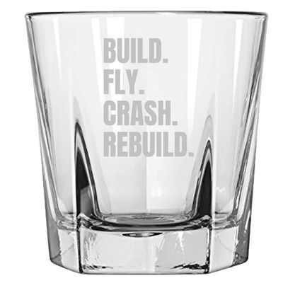RC Planes Gift - RC Aircraft Rocks Glass - RC Plane Pilot Present - Radio Controlled Aircraft - Whiskey Tumbler - Build Fly Crash Rebuild