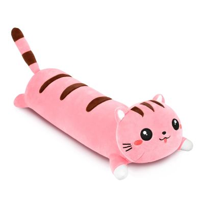 AFAN Long Cat Plush Cute Cat Body Pillows Kawaii Stuffed Animals Plushies Soft Cuddly Cotton Plush Toys Room Decor Gifts for Kids Girls Boys Adults (Pink, 42 Inch)