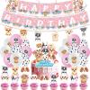 50 Dog Birthday Decorations Including Birthday Banners, Cake Toppers, Cupcake Toppers, Balloons, Swirls For Dog Paw Print Birthday Party Supplies And Baby Shower Decorations view 1