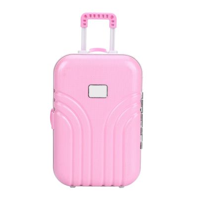Hztyyier Doll Suitcase Mini Luggage Toy for Girls, Pink Plastic Rolling Suitcase with Handle, Travel Play Set for 18 Inch Dolls, 6.1x4.1x2.8 Inches