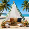 Betterhood 7' Large Teepee Tent for Adults, Play Tent with Carry Bag, 5 Sides Canvas Kids Teepee Tent Indoor & Outdoor Tents for Party, Wedding, Photo Prop, White view 3