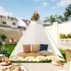 Betterhood 7' Large Teepee Tent for Adults, Play Tent with Carry Bag, 5 Sides Canvas Kids Teepee Tent Indoor & Outdoor Tents for Party, Wedding, Photo Prop, White view 4