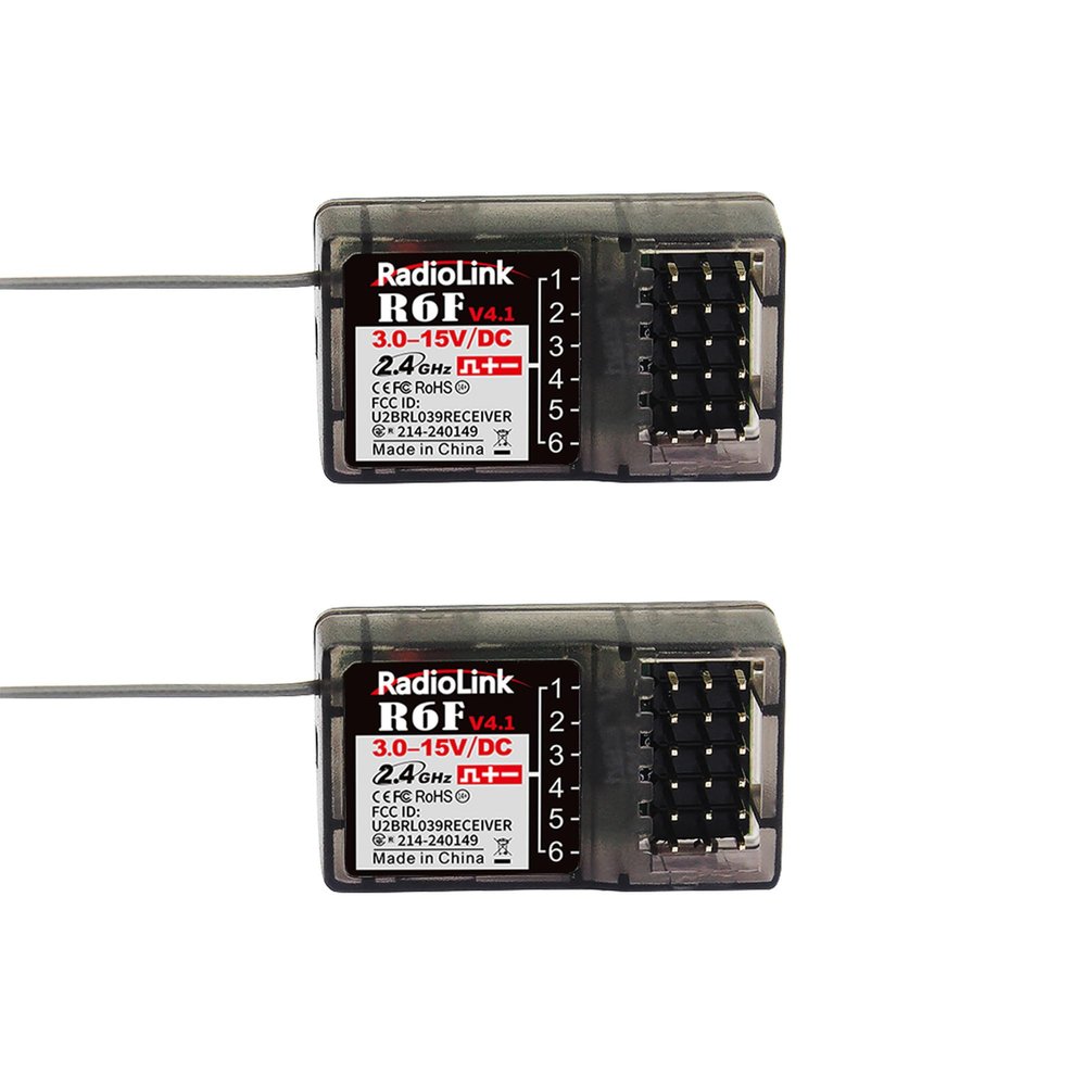 Radiolink R6F 2 PCS 2.4Ghz RC Car/Boat Receivers 6 Channels Low Response Latency RC Training Lightweight for Remote Controller RC4GS V3 RC6GS V3 RC8X (No Gyro)