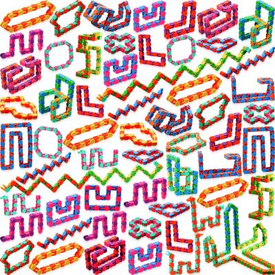 Sotiff 60 Packs Wacky Track Fidget Toy Colorful Snake Toys Gifts for Kids Adult Autism Stress Relief Therapy Toys for Students Classroom Home Party Bag Fillers Keeps Mind Focused(Basic Color)