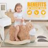 Baby Rocking Horse for 1 Year Old,Wooden Cow/Yak Horse Rocking with Wicker Plush Wooden Ride On Toy for 2 Years Old Girl&Boy Nursery Birthday Gift view 3