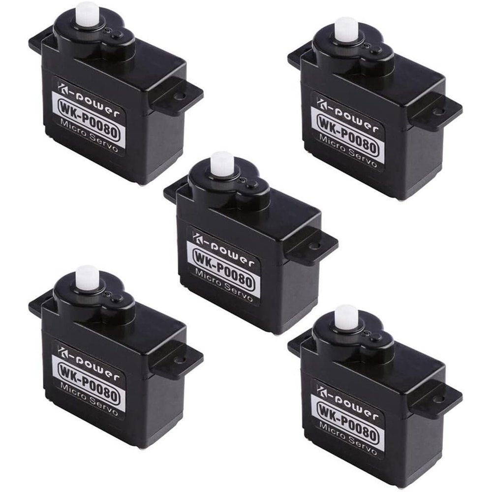 5pcs P0080 8G Micro Servo 1.5kg/0.1S High Speed Servo Analog servo Platics Coreless Motor servo for RC Airplane DIY Robot Projects Arduino Educational Toys