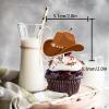 18pcs Brown Glitter Dessert Cupcake Topper Country Western Cowboy Bull Riding Bull Rider Competition Theme Decor Supplies Man Boy Happy Birthday Party Decorations view 2
