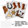 18pcs Brown Glitter Dessert Cupcake Topper Country Western Cowboy Bull Riding Bull Rider Competition Theme Decor Supplies Man Boy Happy Birthday Party Decorations view 3