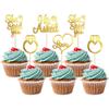 Gyufise 24 Pack Light Gold Glitter He Asked She Said Yes Cupcake Toppers Diamond Ring Heart Love Cake Picks for Wedding Engagement Party Cake Decorations view 1