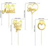 Gyufise 24 Pack Light Gold Glitter He Asked She Said Yes Cupcake Toppers Diamond Ring Heart Love Cake Picks for Wedding Engagement Party Cake Decorations view 2