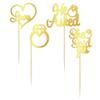 Gyufise 24 Pack Light Gold Glitter He Asked She Said Yes Cupcake Toppers Diamond Ring Heart Love Cake Picks for Wedding Engagement Party Cake Decorations view 3