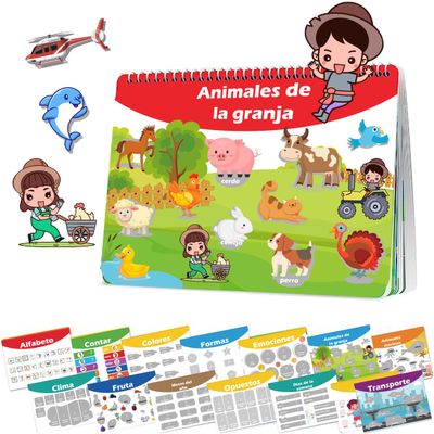 1step2dream Spanish Busy Book for Kids | Montessori Toys for Toddlers | Preschool Learning Activity and Early Learning Quiet Book 14 Bilingual Themes | Birthday Gifts