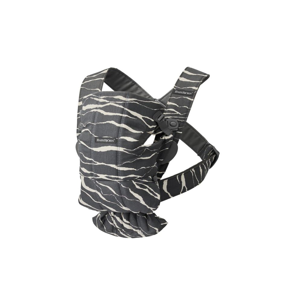 BabyBjrn Baby Carrier Mini, Anthracite/Landscape Print, Cotton | Newborn Carrier (7-25 lbs), Ergonomic, Easy-to-Use