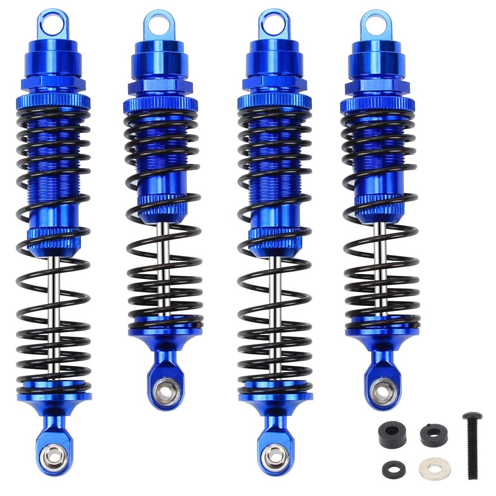 RCAWD Big Bore Shock Absorber Damper Set for Slash 2WD, Hoss, Rustler 4X4 VXL,Slash 4X4, Bandit, Ford, Nitro,Stampede Upgrades, 1/10 RC Shocks Front Rear, Full Alloy Parts #5862 Blue