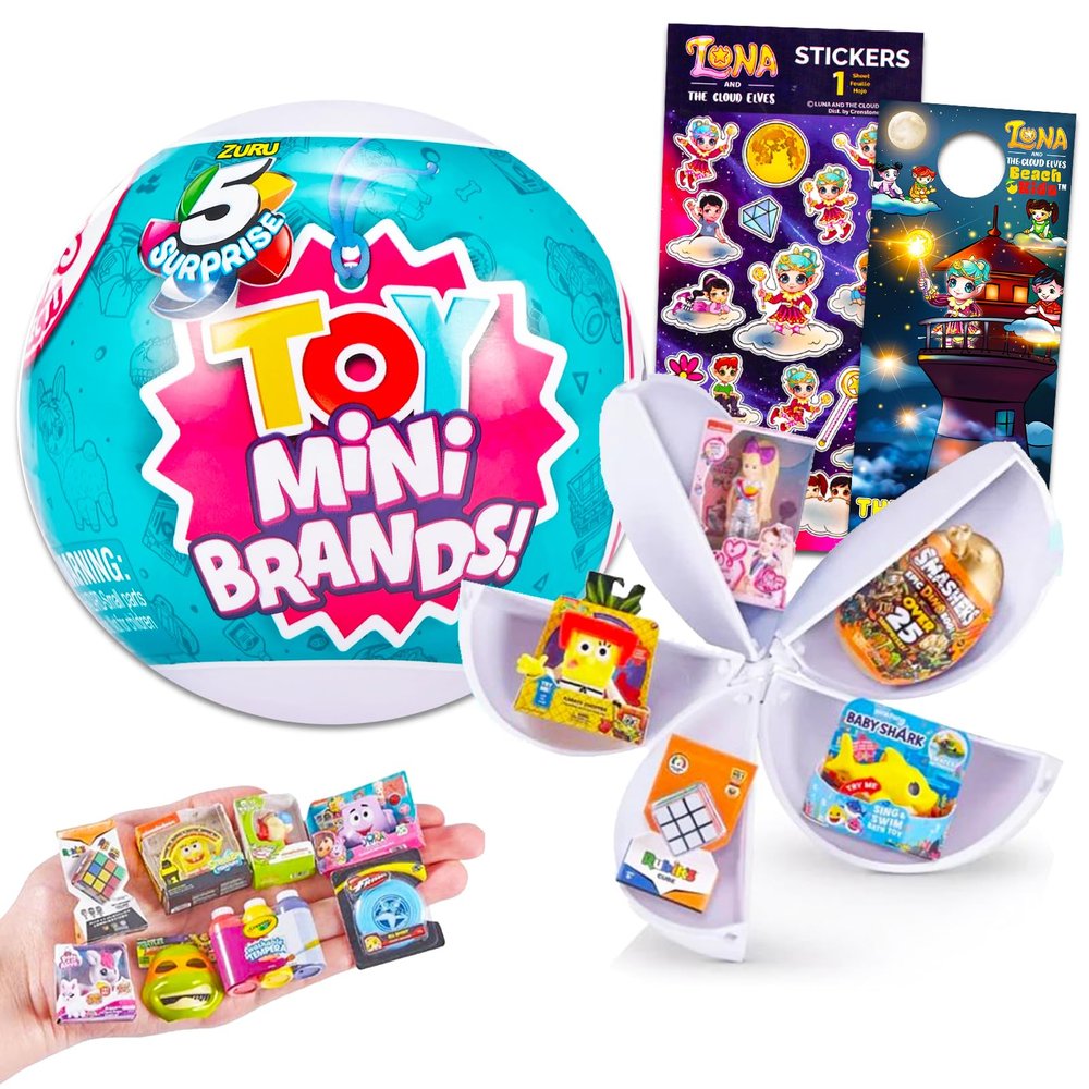 Zuru 5 Surprise Toy Mini Brands Series 1 Mystery Set - Surprise Mini Toys Mystery Bundle with Stickers and More (Collectible Miniature Toys)